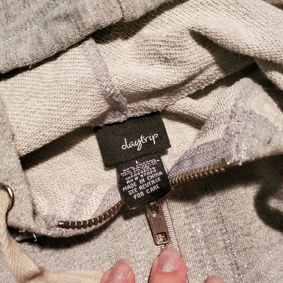 Daytrip Gray Silver Zip up light weight hoodie Size Large - Picture 4 of 5